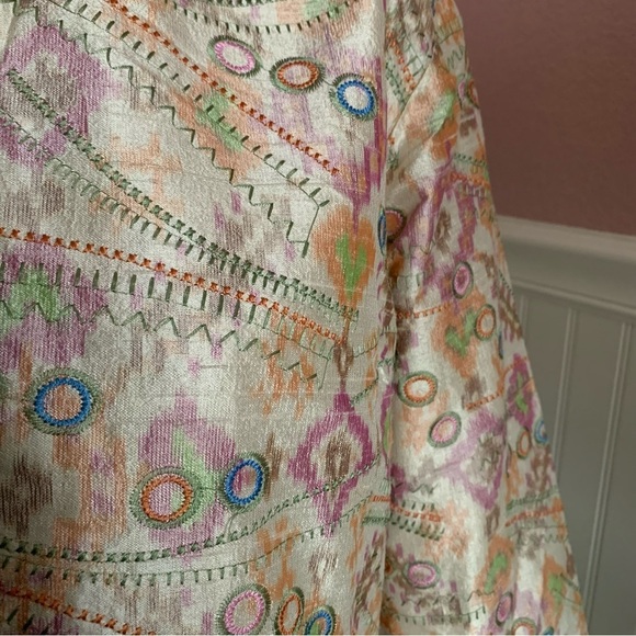 Anu by Natural Pastel Embroidered 100% Silk Jacket size Large - Picture 4 of 8